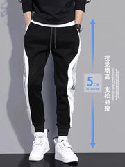 2024 Men's Clothing Casual Pants autumn winter new loose nine point color block fashionable trendy sportswear Foot guard pants