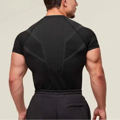 Men's High Elastic Quick Dry Sports Shark T-Shirt Tight Fitness Training Workout Breathable Summer Gym Trendy Brand Top man