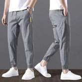 Summer New Fashion Trendloose Large Size Thin Ice Silk Breathable Korean Sports Casual Nine Point Pants 90s Vintage Clothes