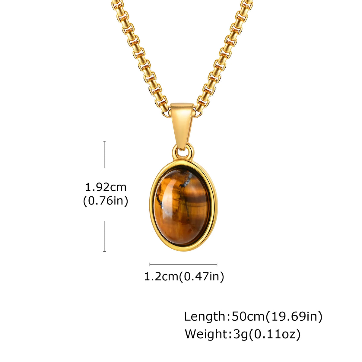 Men's Fashion Minimalist Natural Tiger Eyes Stone Necklace, Stainless steel Geometric Pendant Necklace, Punk Vintage Jewelry