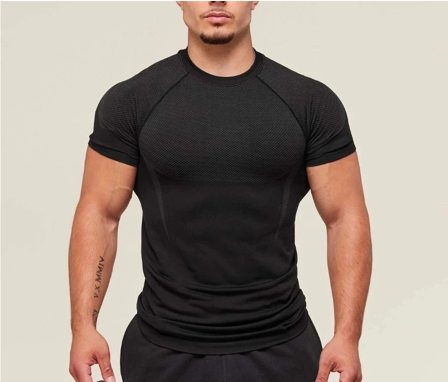 Men's High Elastic Quick Dry Sports Shark T-Shirt Tight Fitness Training Workout Breathable Summer Gym Trendy Brand Top man