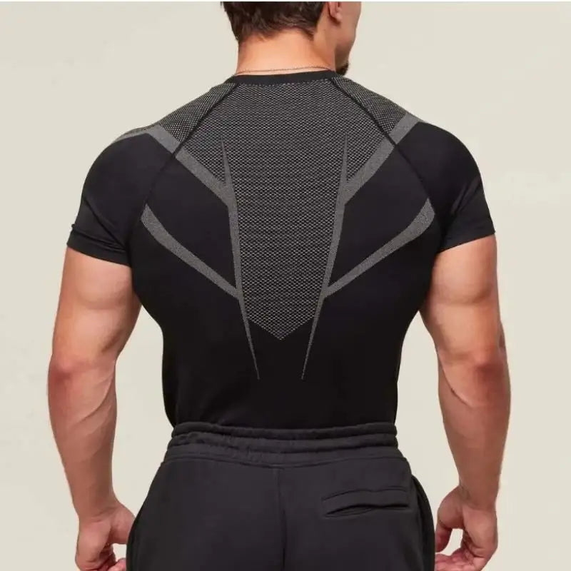Men's High Elastic Quick Dry Sports Shark T-Shirt Tight Fitness Training Workout Breathable Summer Gym Trendy Brand Top man